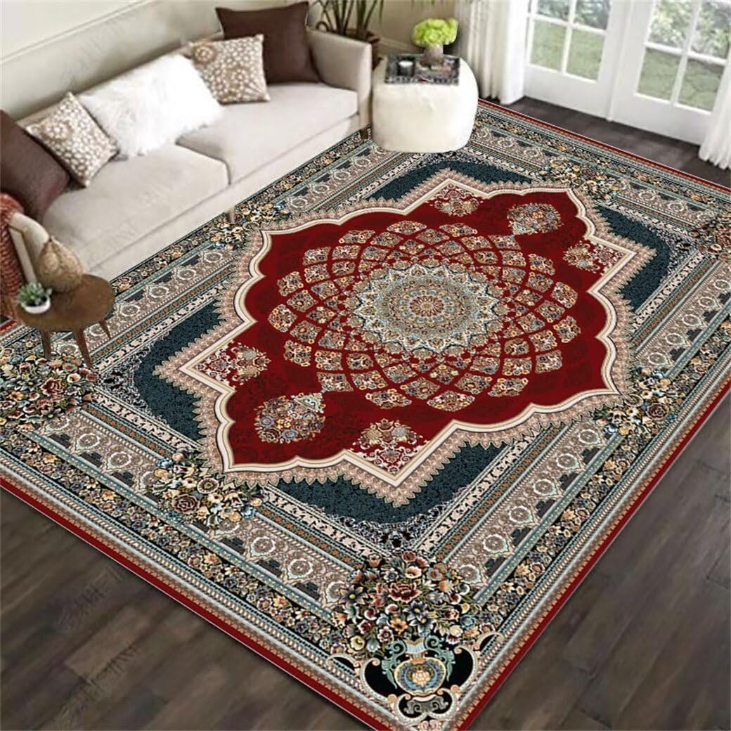 Tapis de salon rouge floral 60x110 pour espace gaming chaleureux