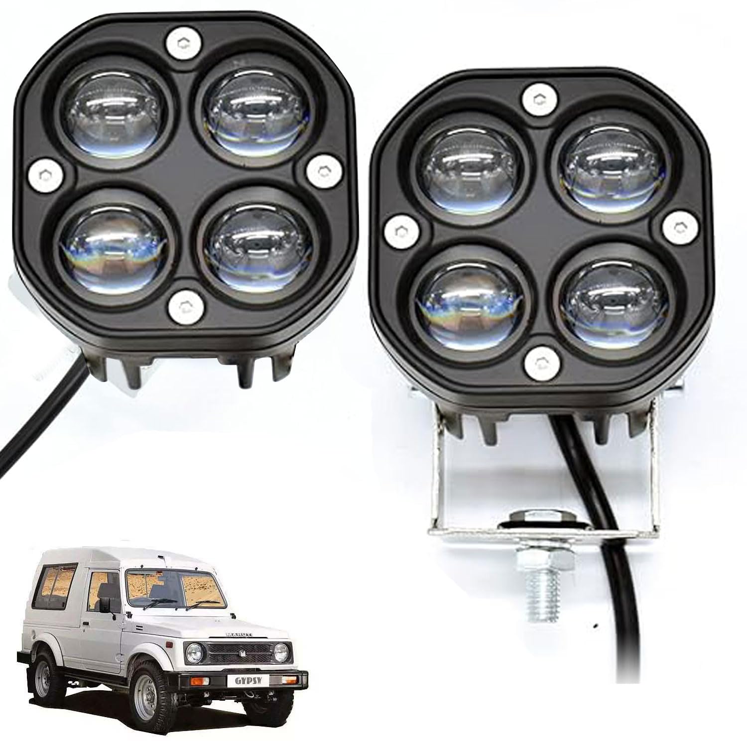 Auto Pearl 4 LED Fog Light Super Bright Spot Flood Beam Driving Lamp, White Flashing light compatible with Gypsy (Pack Of 2)-image-19