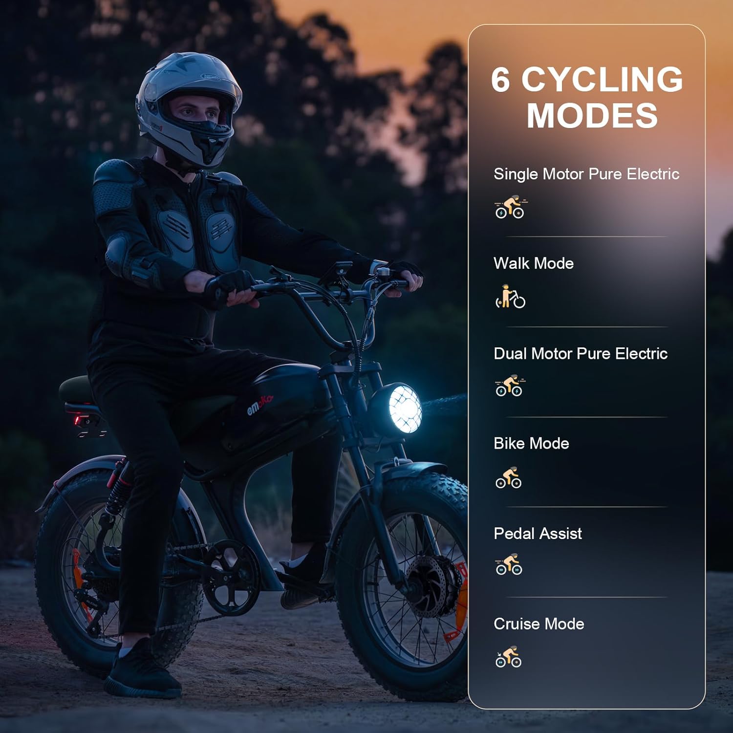 Electric Bike for Adults, 1500W/3000W Peak Motor 20" Fat Tire eBike, 48V 20Ah/23Ah Battery, 32/35MPH Full Suspension Electric Bicycle, Moped Style e Bike for Snow, Mountains, Sand,Road