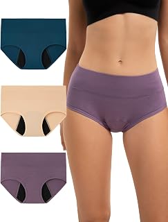 INNERSY Bielizna miesiączkowa, silne krwawienie, wysoka talia, bielizna menstruacyjna, bawełna, 3 sztuki