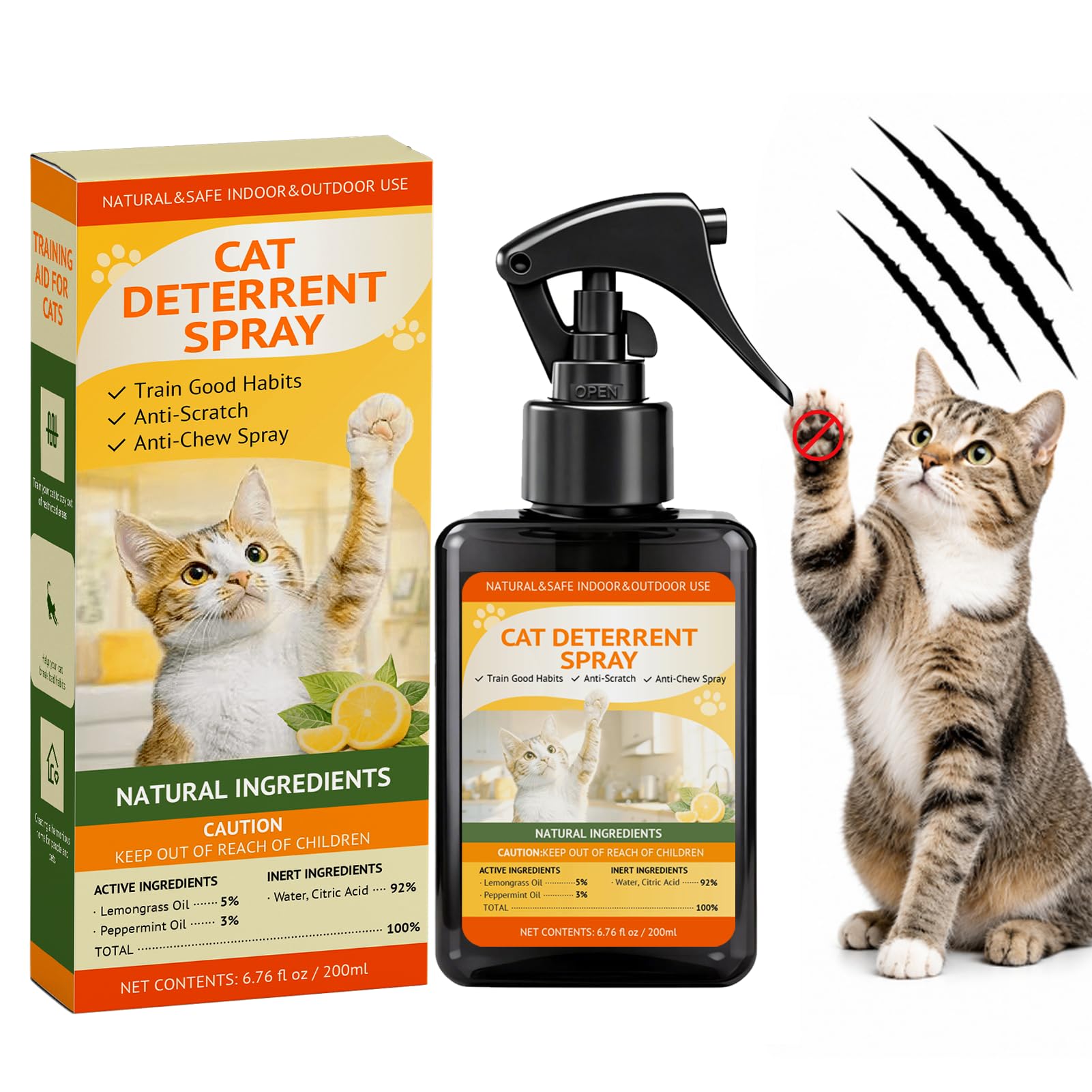 6.76 Fl Oz / 200ml Cat Deterrent Spray for Scratching &amp; Chewing