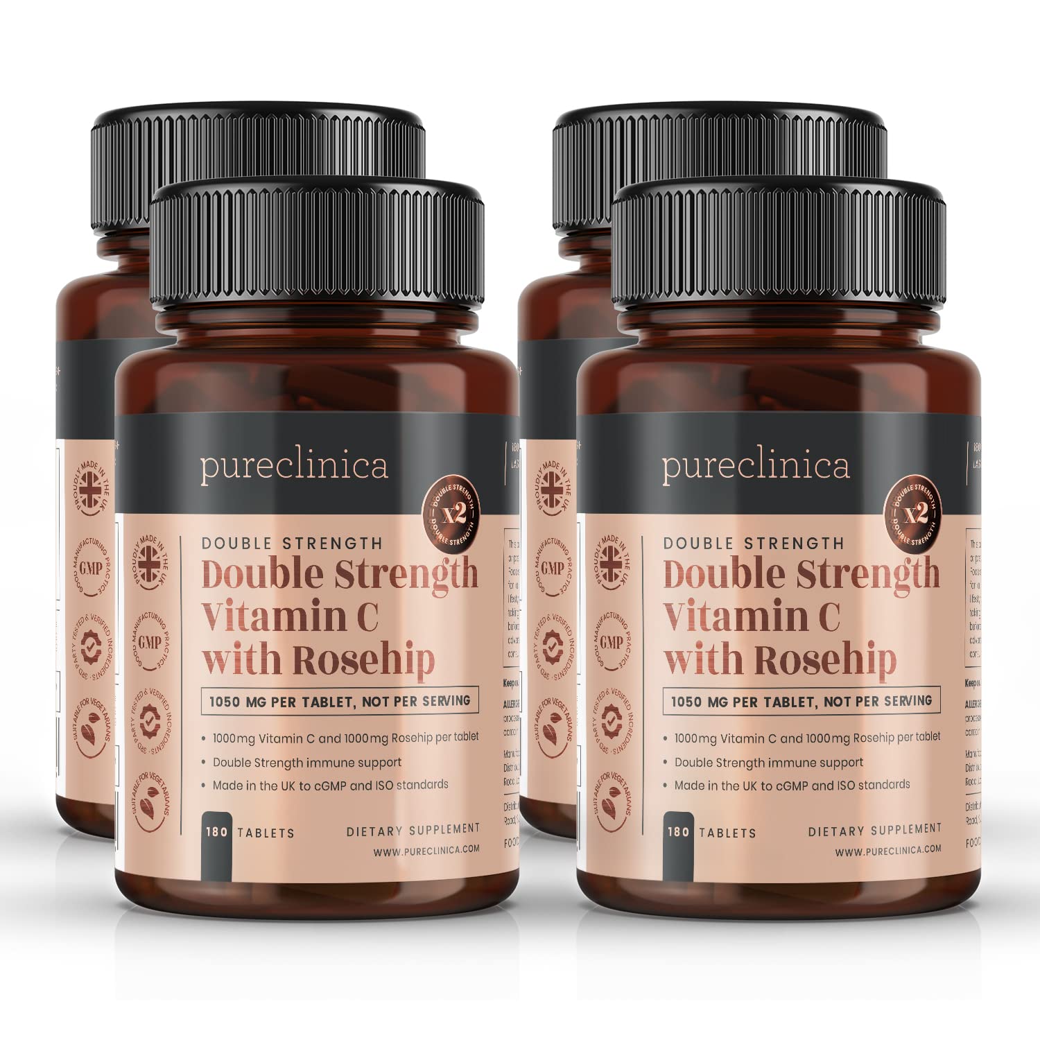 VITAMINA C con ESCARAMUJO – 2000mg (1000mg de Vit C y 1000mg de Extracto de Escaramujo) x 720 COMPRIMIDOS – ¡SUMINISTRO DE 2 AÑOS!