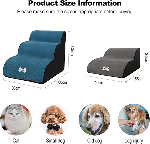 Miniatura 6 de Escaleras para mascotas, lavable y con cremallera, rampa extraíble para mascotas, escaleras de esponja de alta densidad para perros (escalera para