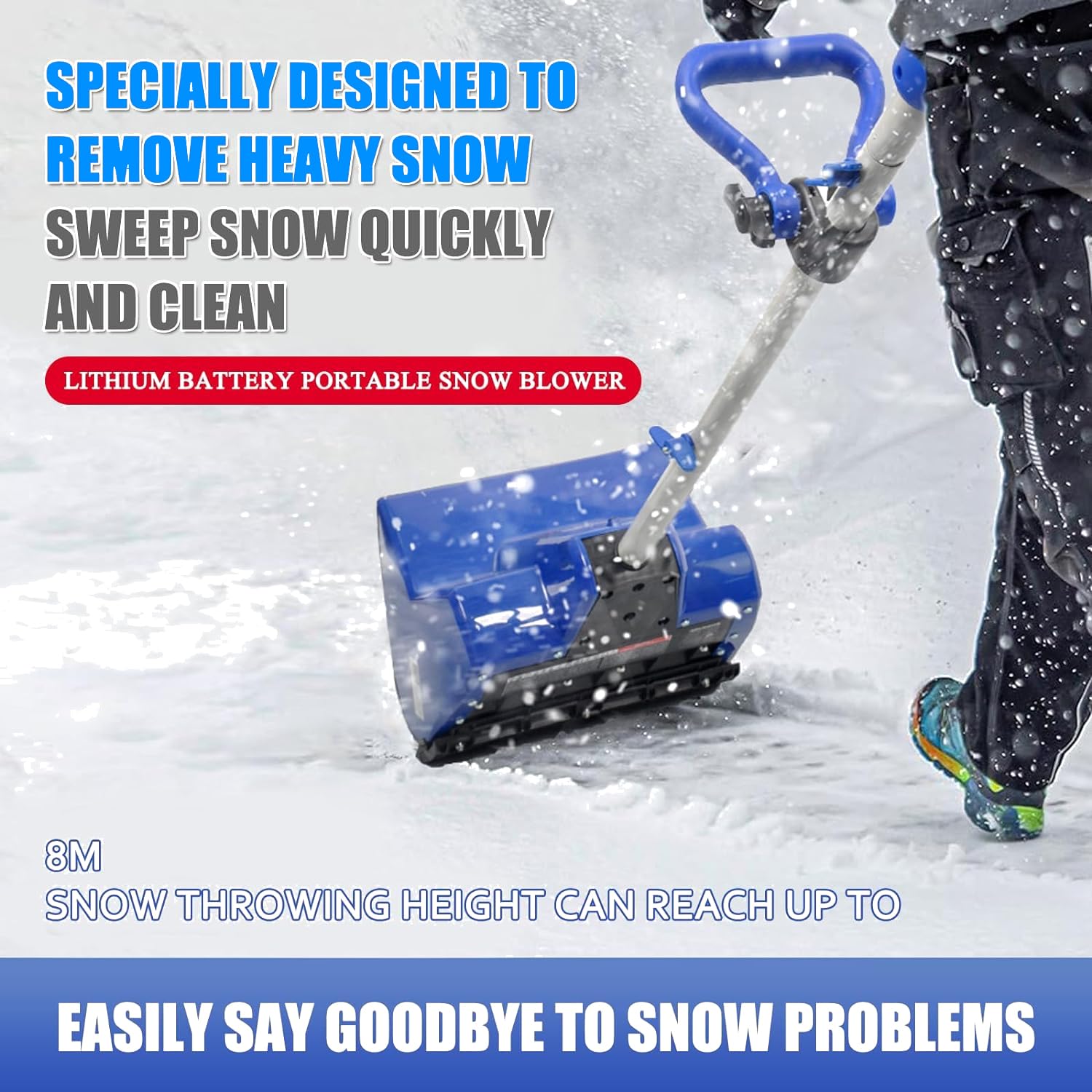 Lanzador de nieve a batería, sistema de batería inalámbrico de 24 V/4,0 Ah, lanzador de nieve eléctrico de mano, con batería de iones de litio de 4,0 Ah y cargador, para propietarios de viviendas