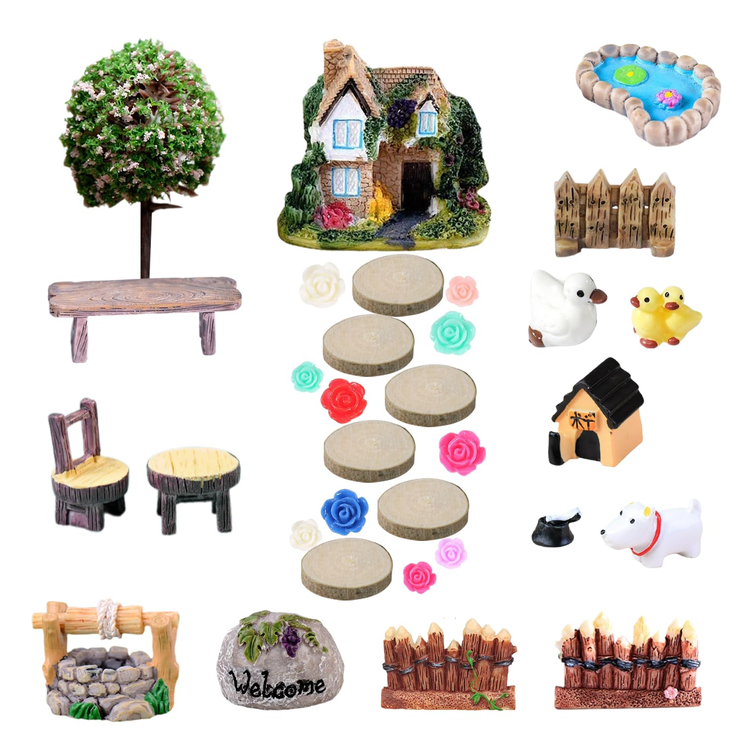 Feen-Figuren-Set Für Feengarten – 4 Handbemalte Miniaturfeen Aus Kunstharz, Für Drinnen & Draußen