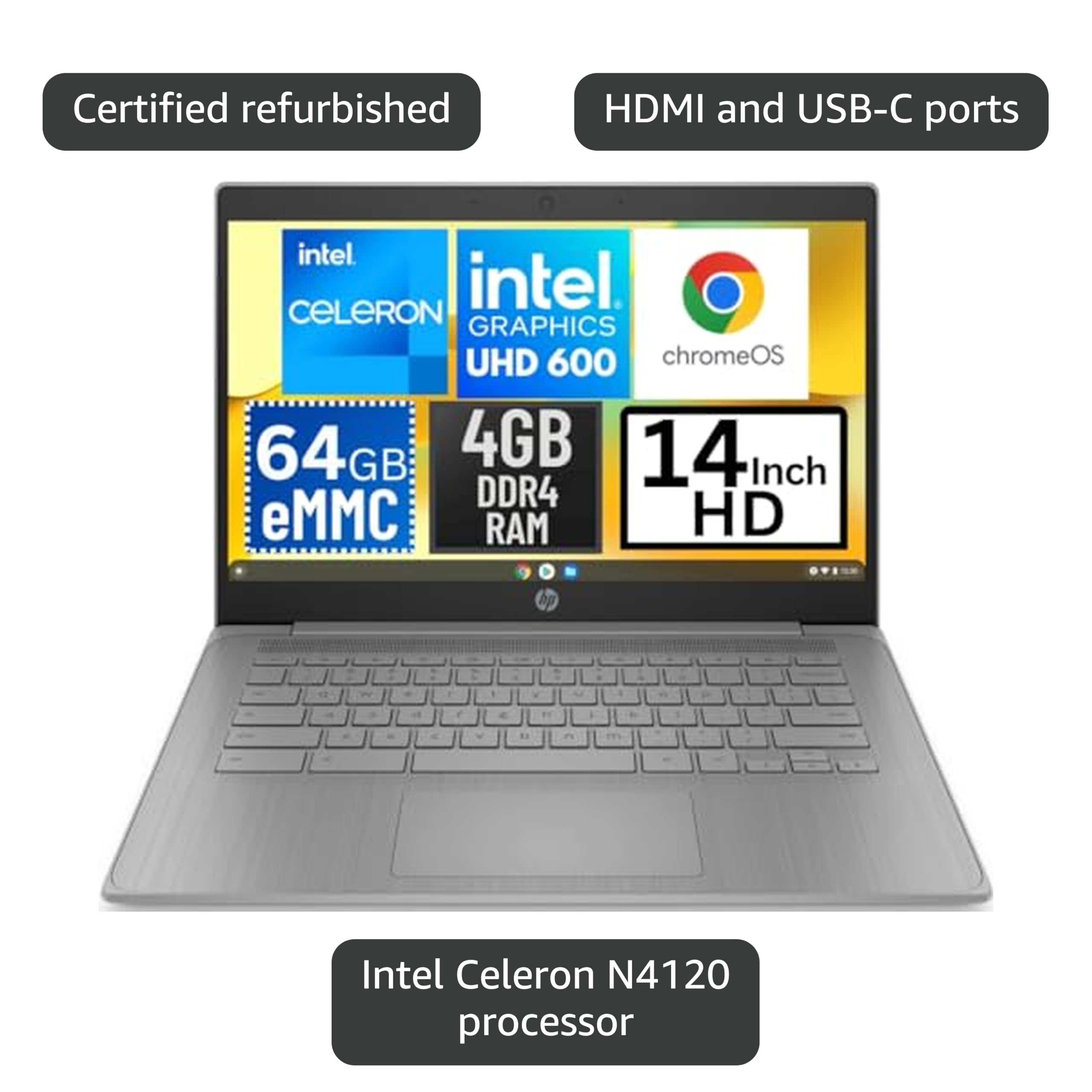 Amazon.com: HP 14a-ne0013dx 14 Inch HD Chromebook Laptop Intel
