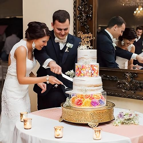 Miniatura 7 de 2 soportes de acrílico rellenables para tartas, nivel elevador de pasteles, caja de exhibición cilíndrica redonda, centro de mesa decorativo para