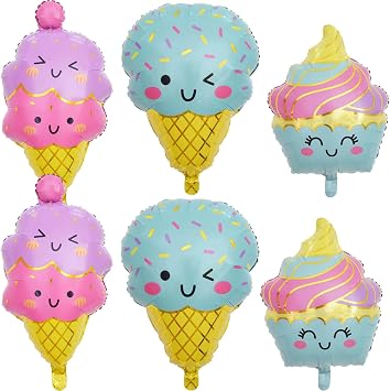 6Pcs Ice Cream Balloons Set for Ice Cream Summer Hawaii Luau Birthday Baby Shower Party Decorations Supplies