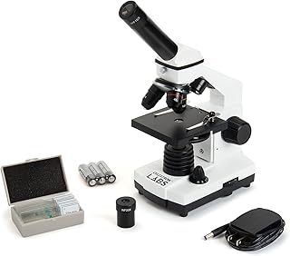 Celestron – Celestron Labs – Monocular Head Compound Microscope – 40-800x Magnification – Adjustable Mechanical Stage – Includes 2 Eyepieces and 10 Prepared Slides