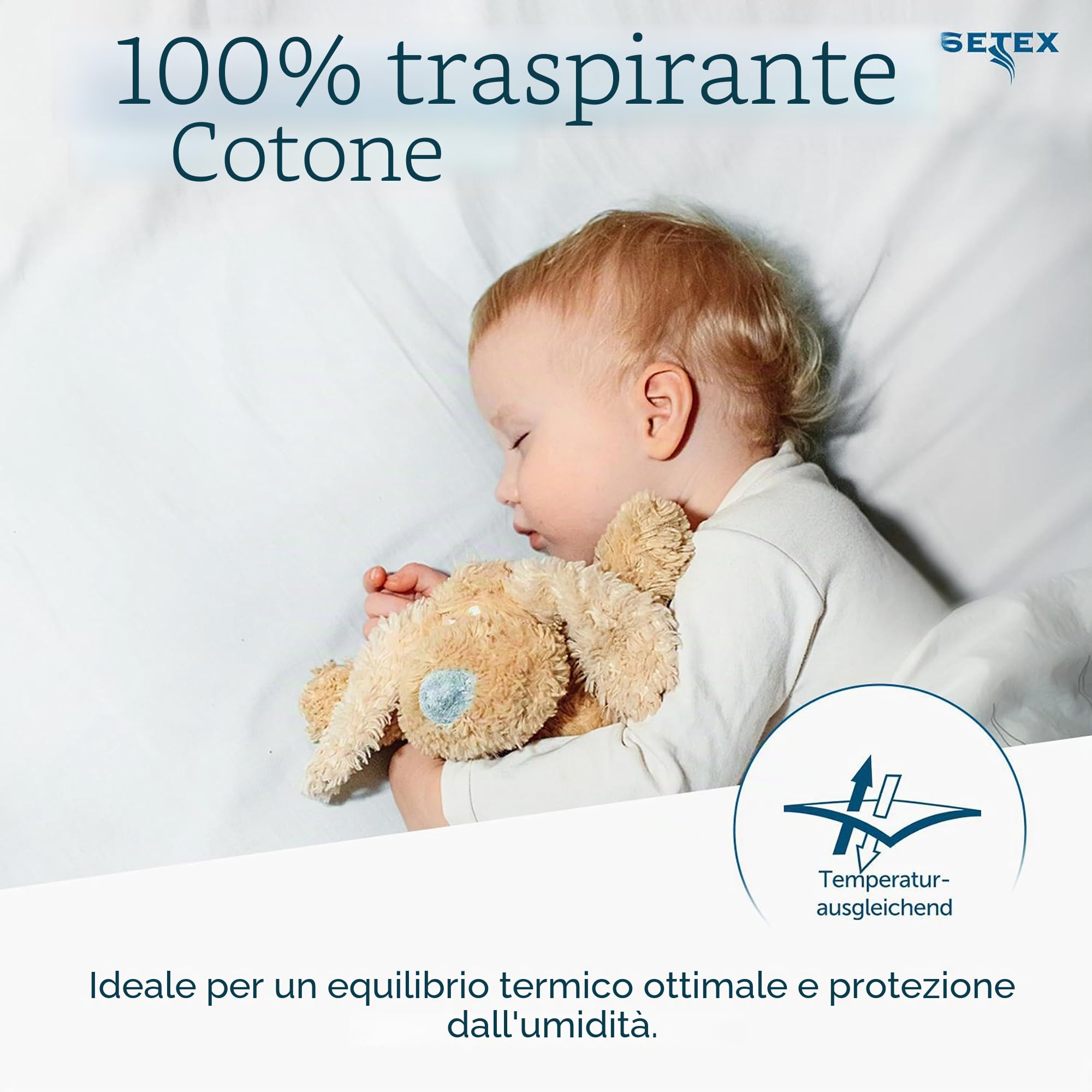 SETEX, Molton, coprimaterasso, con Elastico agli Angoli, di Colore Bianco, 1308, Cotone, Bianco, 160 x 200 cm