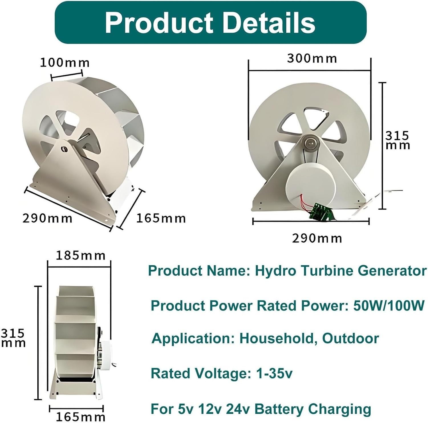 Generador hidroeléctrico miniturbo de Agua, 50W, 50W