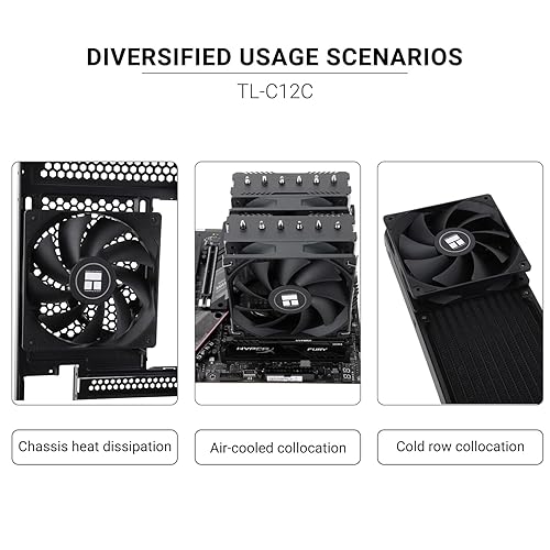 Miniatura 6 de Thermalright Ventilador de CPU TL-C12C de 4.724in, ventilador de computadora silencioso PWM de 4 pines con rodamiento S-FDB incluido, ventilador de