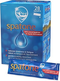 Spatone 100% Natural Liquid Iron Supplement, Original Flavour, Vegan, Reduces Tiredness & Fatigue, 28 Sachets x 25 mL, 700.0 ml (Pack of 1)
