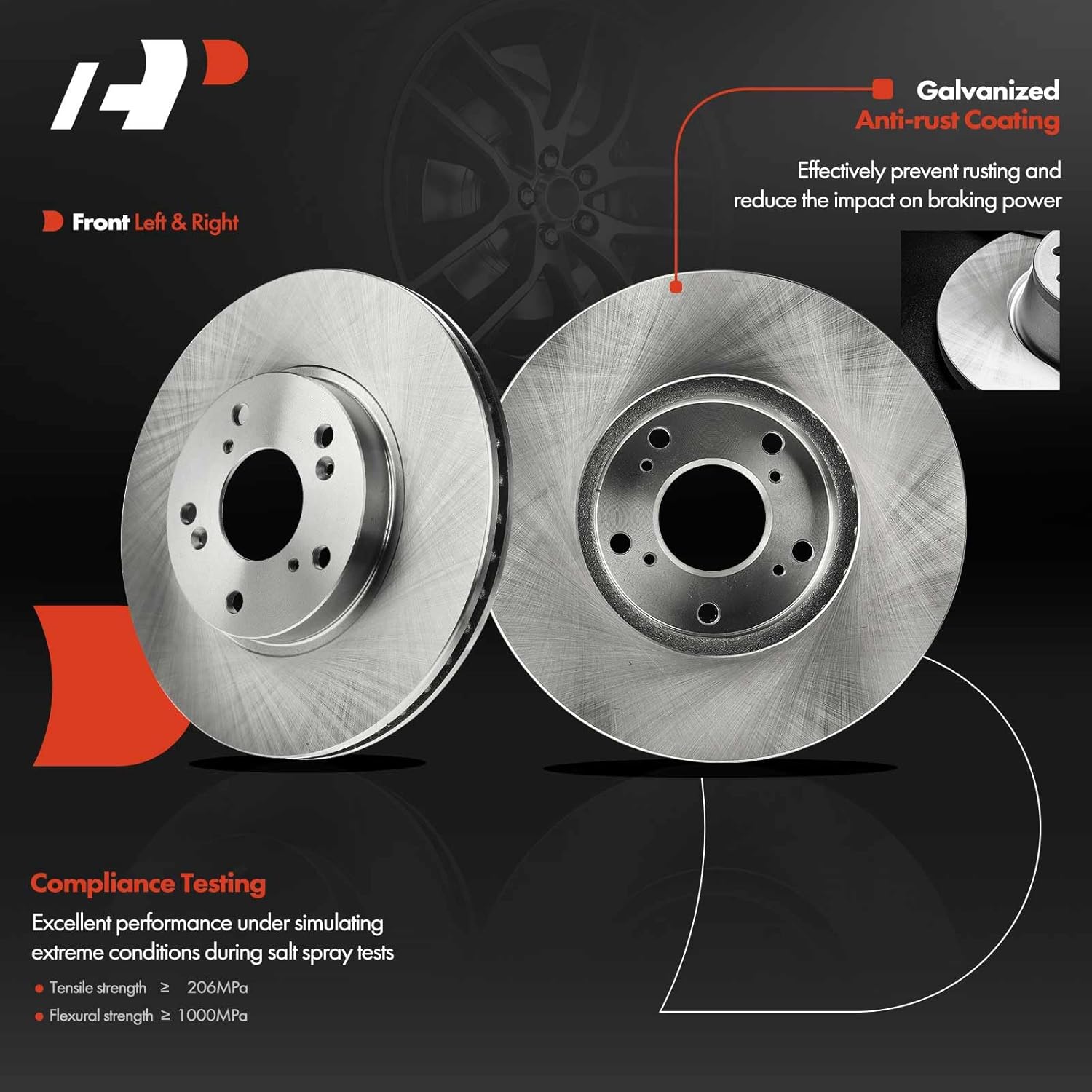 A-Premium Front Vented and Rear Solid Disc Brake Rotors Compatible with Select Honda Models - Accord 2003 2004 2005 2006 2007, L4 2.4L, 4-PC Set