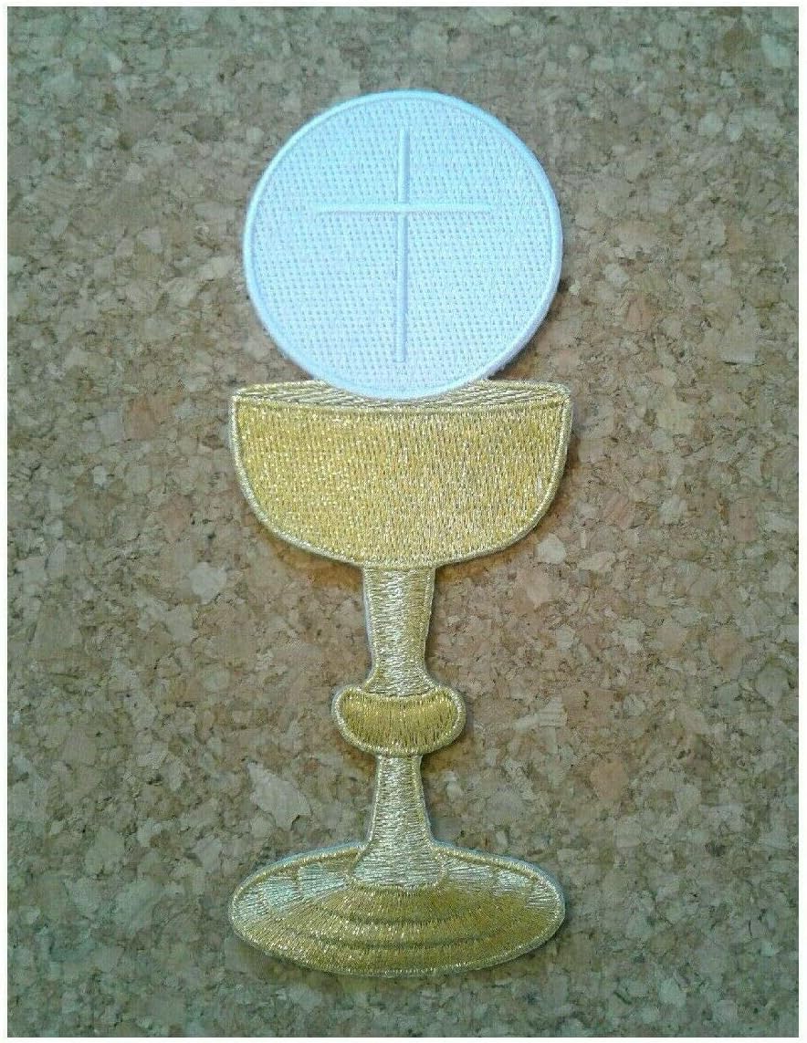 Chalice W/ Host - Wine - Communion - Church - Embroidered Iron On Applique Patch