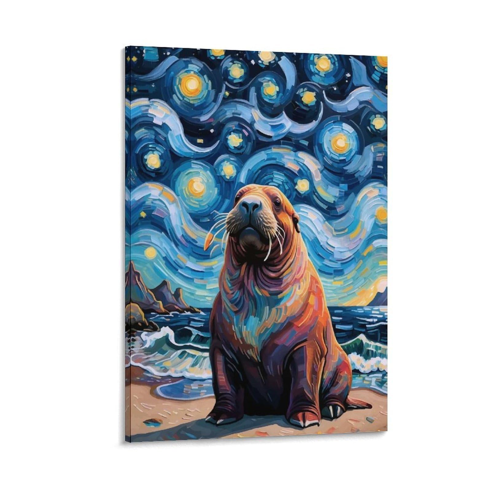 PHQAZWSXE Walrus Wall Painting Wall Art Giclee Artwork Interesting Home Decor Canvas UV Printing Room 12x18inch(30x45cm)