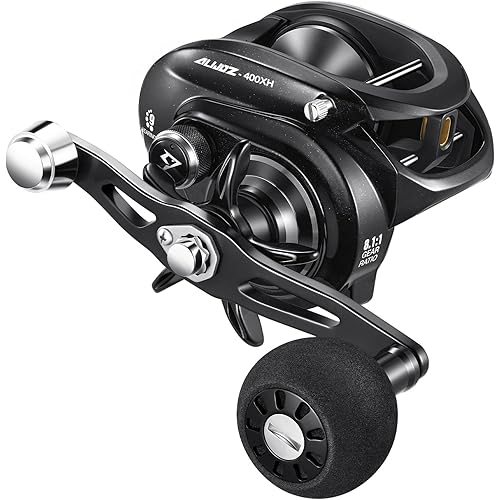 Piscifun Alijoz 400 Baitcaster Fishing Reel, 38Lbs Max Drag Aluminum Alloy Frame Baitcasting Reel, Available in 6.6:1/8.1:1 Gear Ratio, Freshwater and Saltwater Low Profile Casting Reel for Musky
