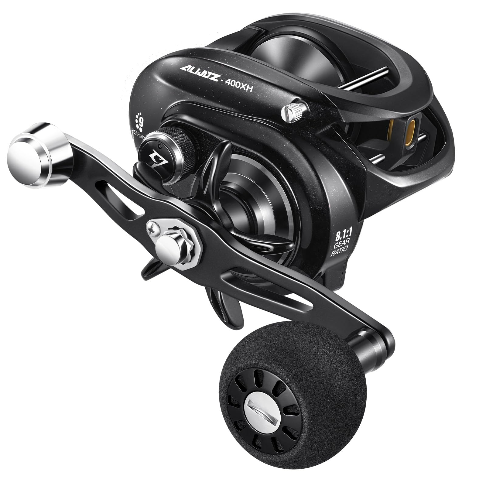 Piscifun Alijoz 400 Baitcaster Fishing Reel, 38Lbs Max Drag Aluminum Alloy Frame Baitcasting Reel, Available in 6.6:1/8.1:1 Gear Ratio, Freshwater and Saltwater Low Profile Casting Reel for Musky