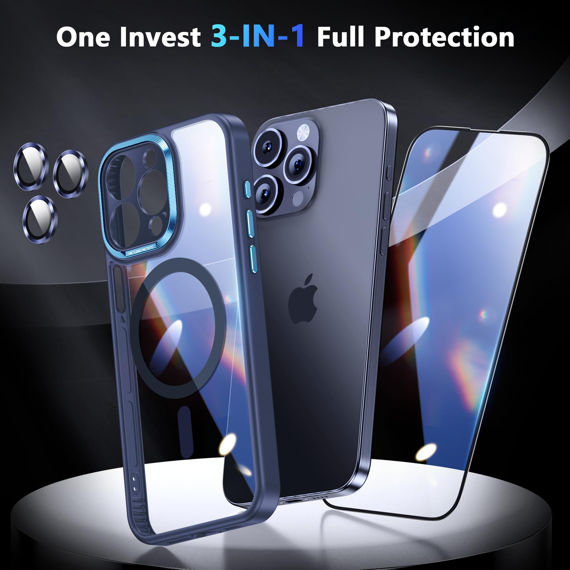 Amazon.co.jp: JUESHITUO 磁気耐衝撃 iPhone 15 Pro用ケース 二重強化