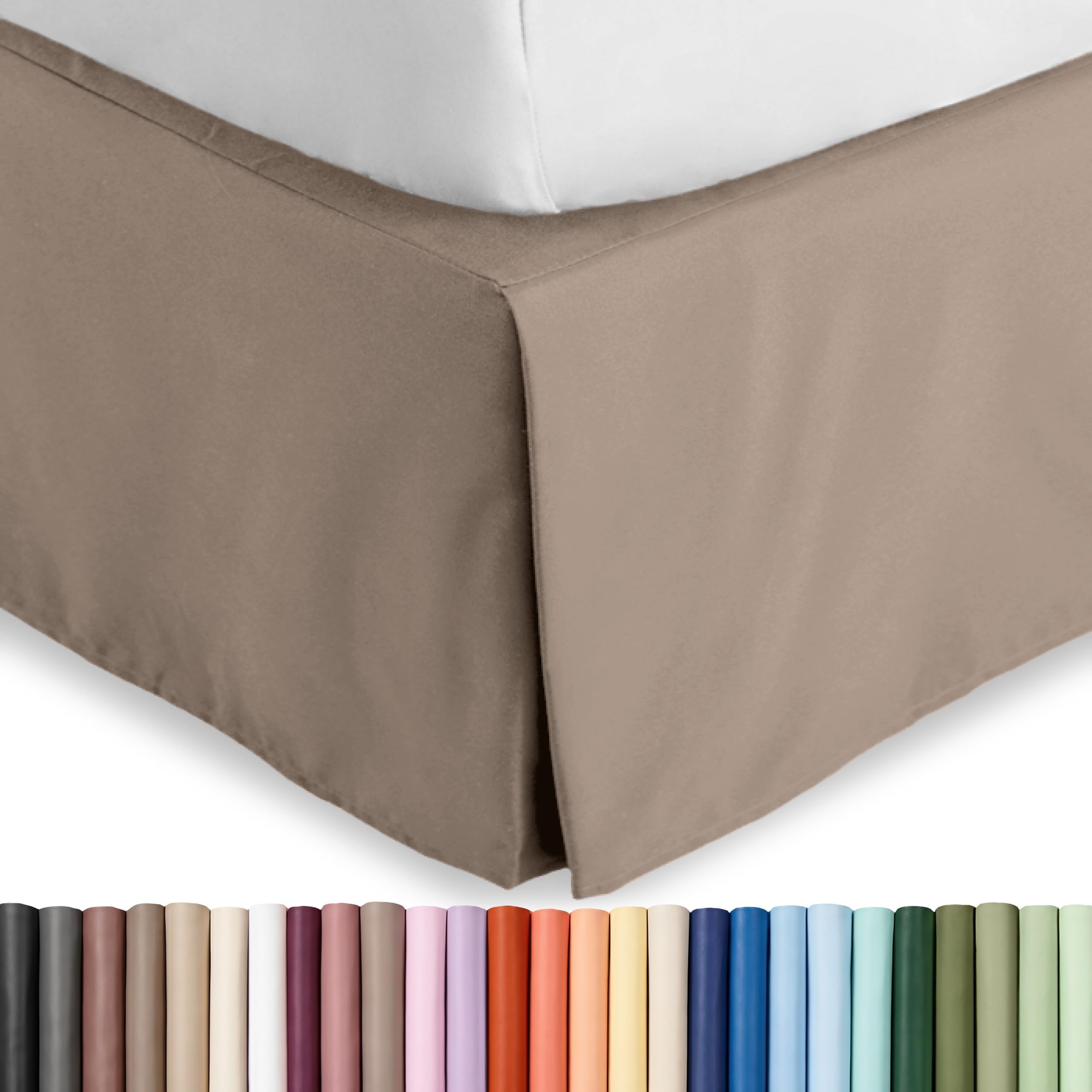 Bare Home California King Bed Skirt - 15-Inch Tailored Drop Easy Fit - Bed Skirt for Cal King Beds - Center & Corner Pleats (Cal King, Taupe)