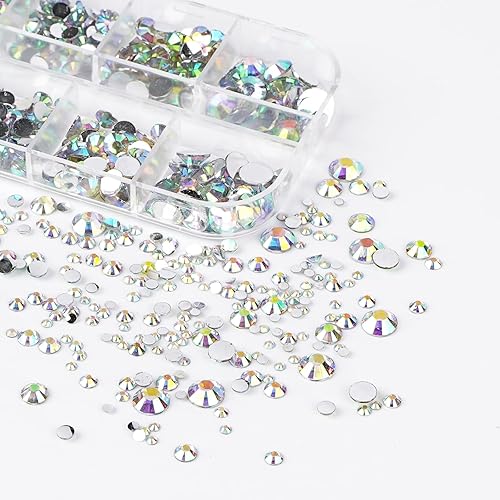 Miniatura 9 de Canvalite - 5800 piezas de medias perlas para manualidades, perlas de uñas para arte de uñas, 7 tamaños, perlas de parte trasera plana, dijes de