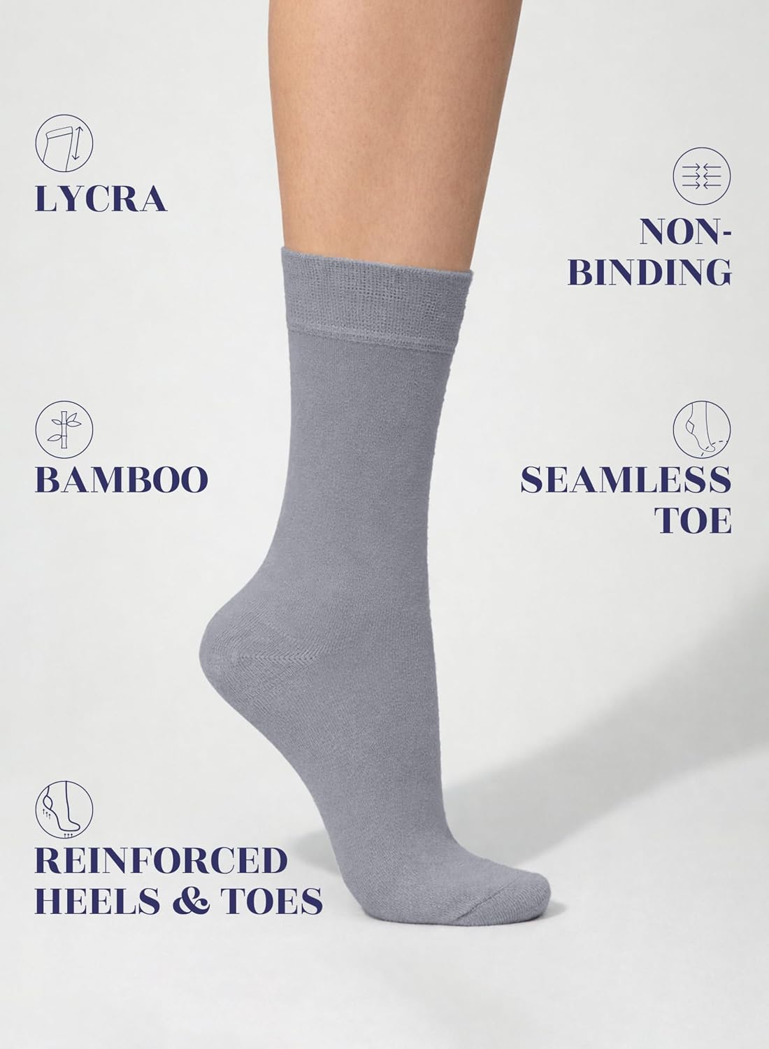 Hugh Ugoli Women's Thin Soft Rayon Derived from Bamboo Crew Socks for Dress, Trouser, Seamless Toe & Non-Binding, 5-8/9-11