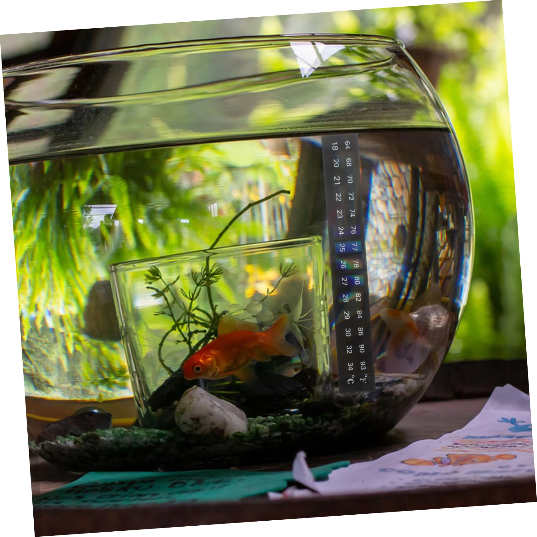 Happyyami Aquarium Thermometer Stick Fish Tank Thermometer Sticker for Storage Tank Random Style