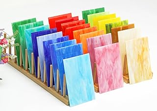 Lanyani Paquete surtido de 26 hojas coloridas y vibrantes de vitrales, paquete surtido de paneles de mosaico opaco, para manualidades, proyectos de bricolaje, 4 x 6 pulgadas