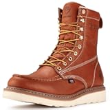 8in Wedge Moc Toe Work Boots for Men - Soft Toe,Premium Full-Grain Leather,Safety Work Boots/Shoes,Comfort Insole,Oil/Slip Resistant,GoodyearWelt,EH Rated Industrial Construction