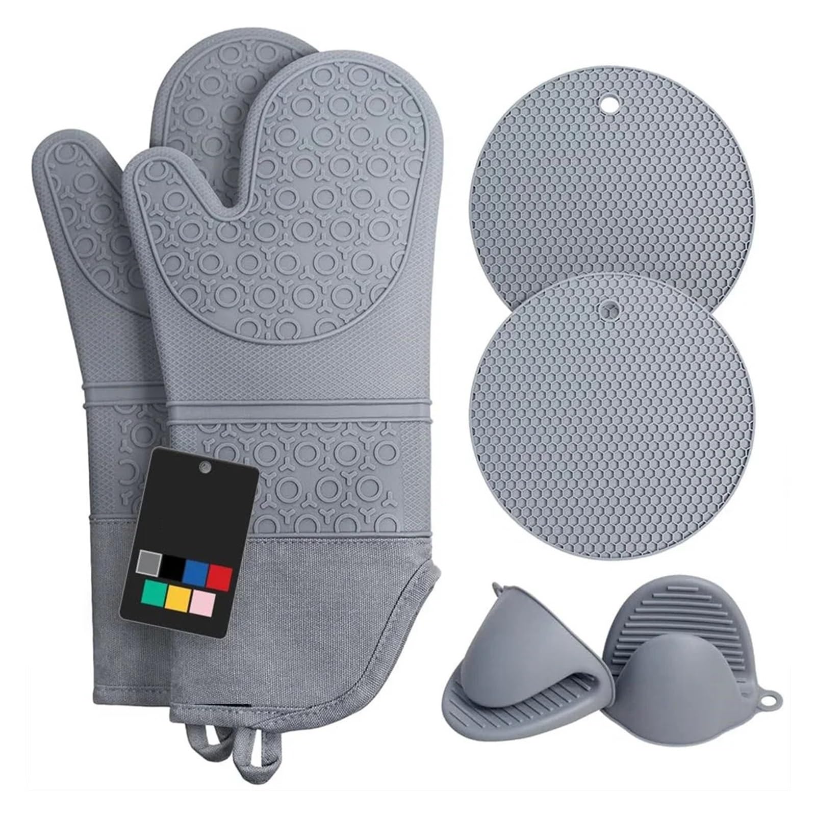 Juego de guantes de horno y agarraderas, guantes de cocina silicona