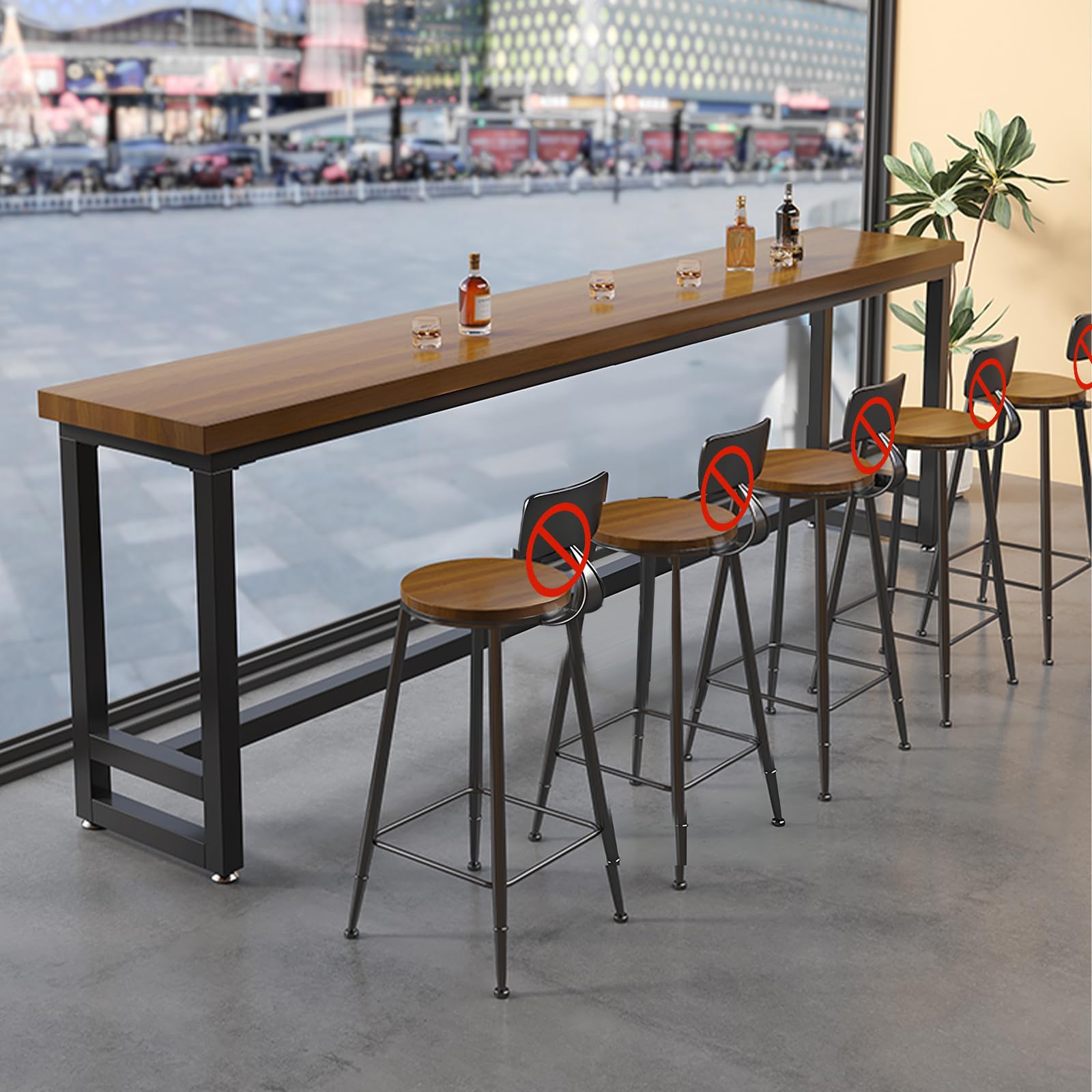 TKKUPLG Farmhouse Bar Table, 2" Thick Pine Wood Rustic Industrial Pub Table, Rectangular Counter Height Dining Table for Kitchen, Small Space, Coffee