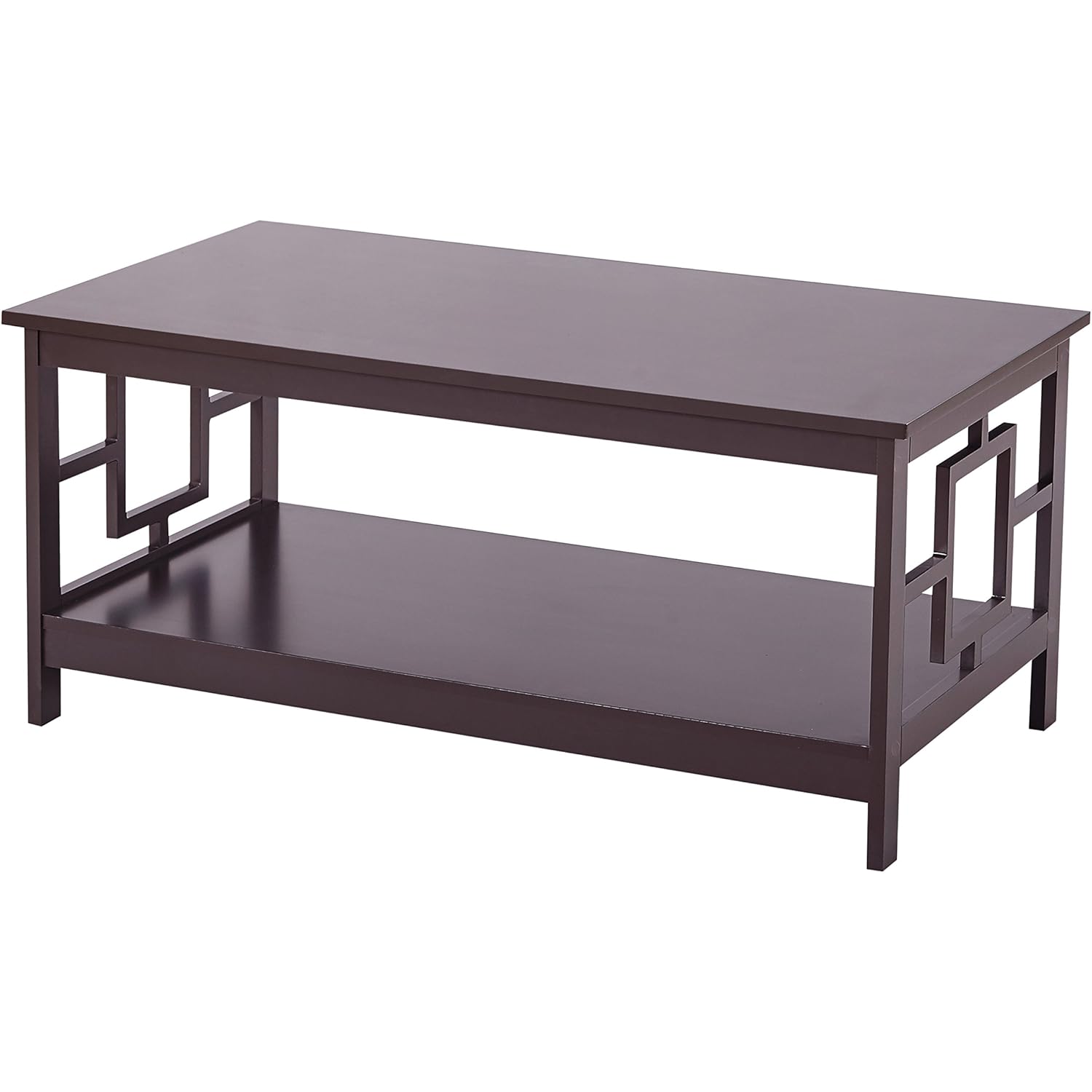 Espresso Finish Square Design Wooden Cocktail Coffee Table