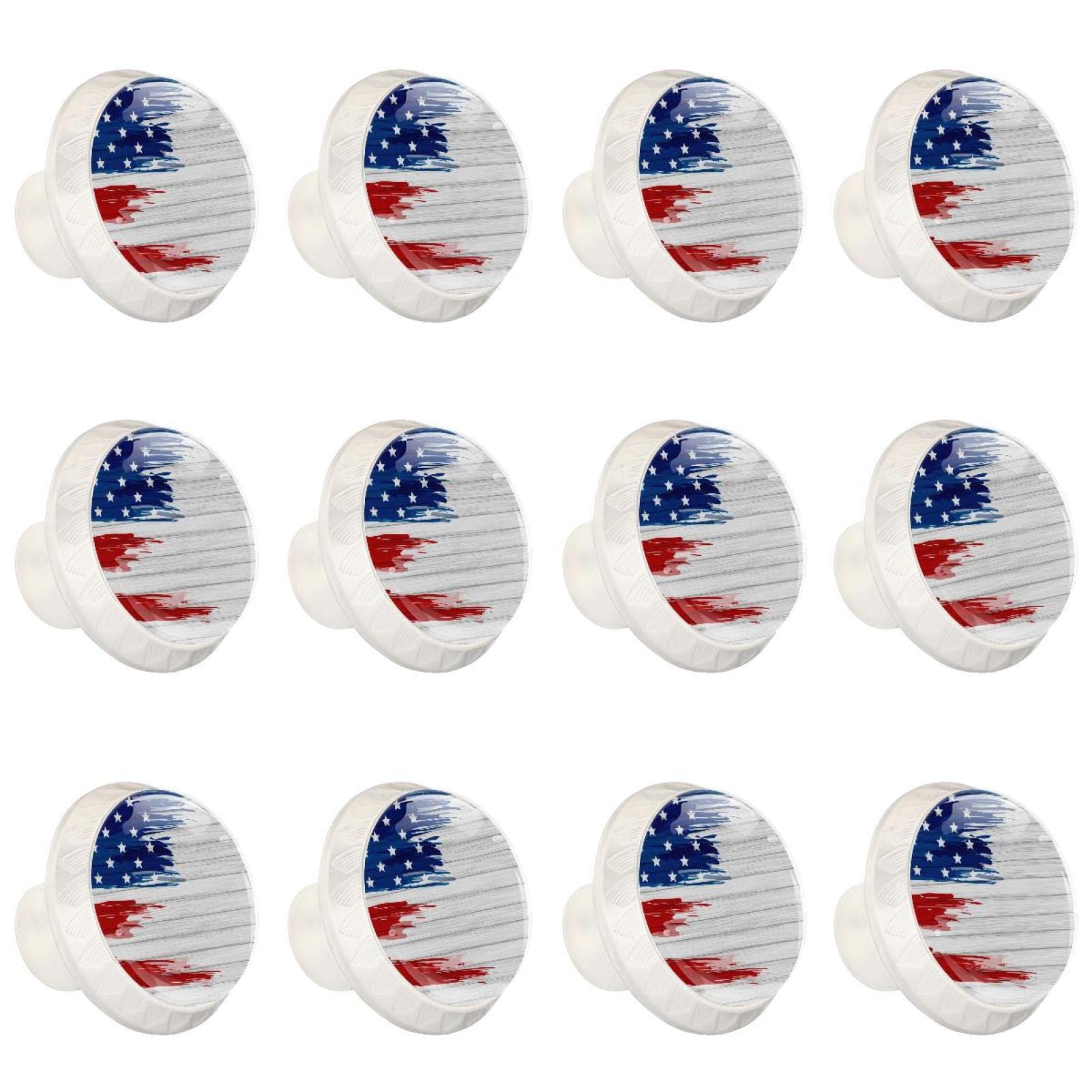 TBOUOBT Confezione da 12 pomelli per mobili, pomelli per comò, pomelli per cassetti, pomelli per mobili da cucina, pomelli per armadi e cassetti,Tavola di legno bandiera USA
