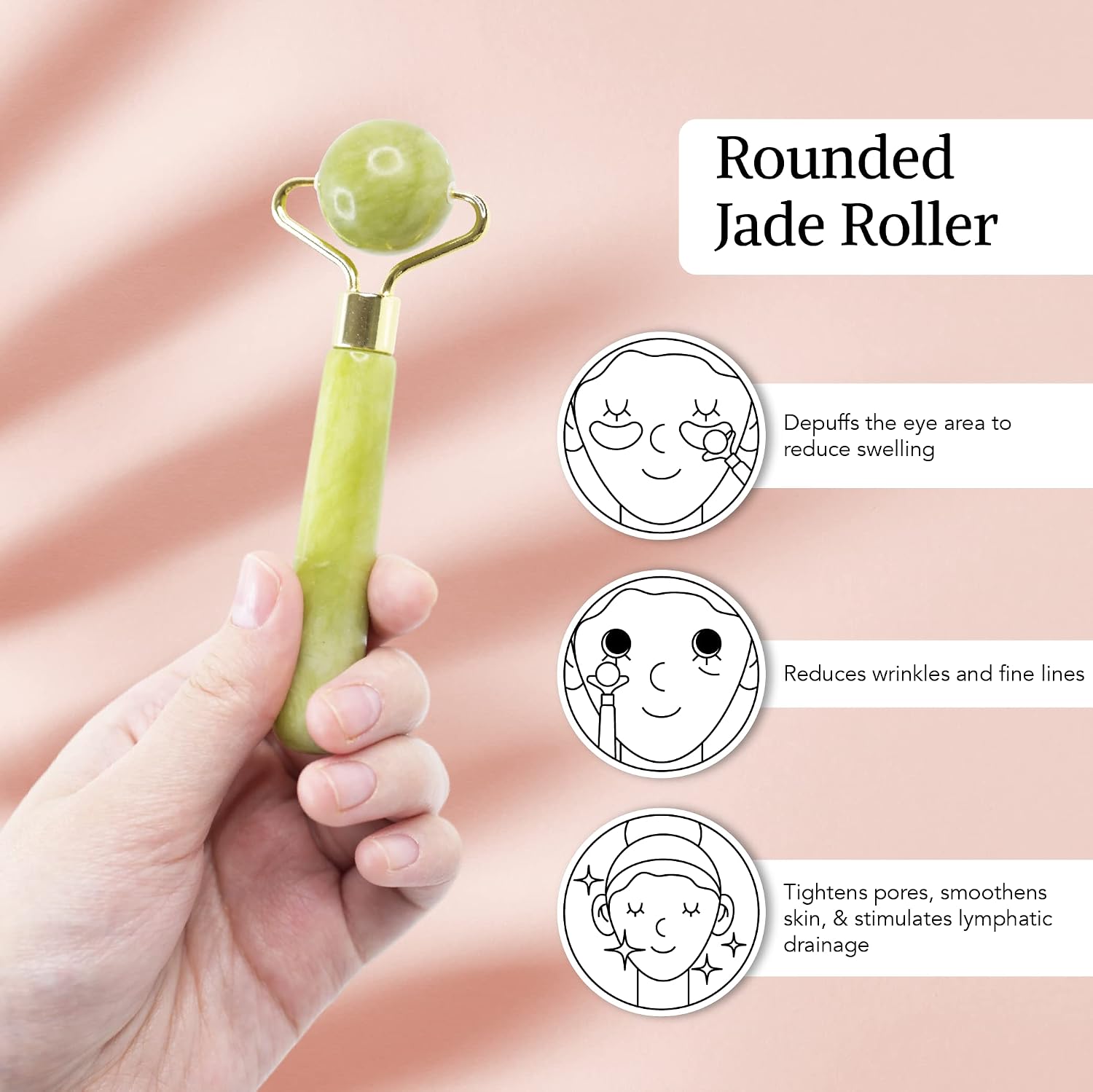 3-in-1 Jade Gua Sha and Face Roller Set, Face Massage Tools for Skin Head Body Shoulders Muscle, Facial Treatment Skin Tool for Puffy Eyes Saggy Skin and Tired Muscles (Plain)