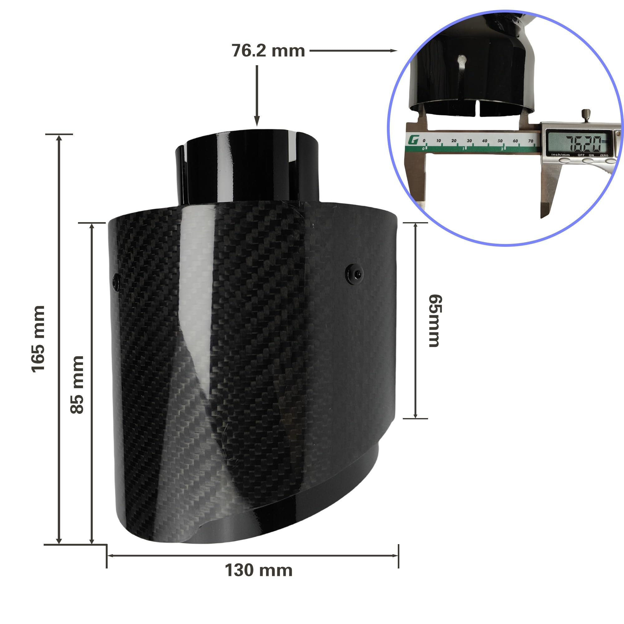 uniwersalna rura wydechowa 1 szt. Uniwersalny samochodowy tłumik z włókna węglowego ze stali nierdzewnej Twill błyszczący końcówka dyszy wydechowej 130 mm Tłumik końcowy(76.2mm-130mm)