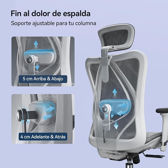 SIHOO M57 Ergonomic Mesh Office Chair, Lumbar Support, 150 kg, Light Grey
