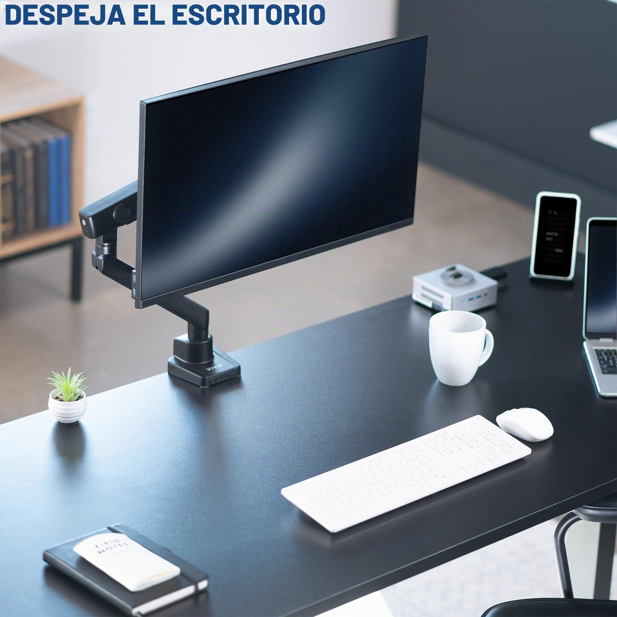 VIVO Soporte de Escritorio de Aluminio Monitor único con Brazo de Motor de elevación, se Adapta a Pantallas de hasta 32 Pulgadas, STAND-V101BB