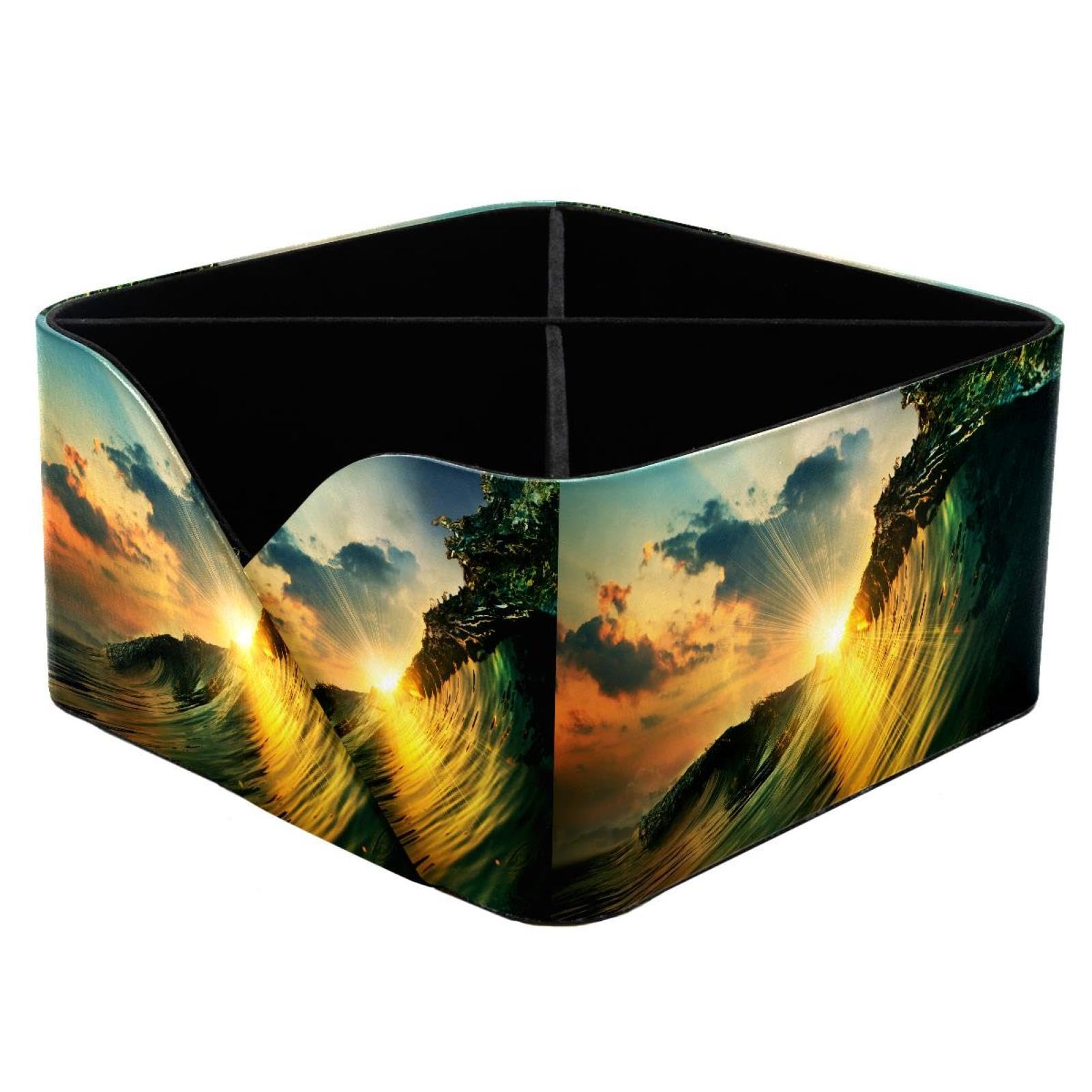 KengjuTesu Cool Sea Wave Surf Sunshine Desktop Organizer Pen Holder, Rectangular Pencil Cup for Office, Study and Makeup Stations