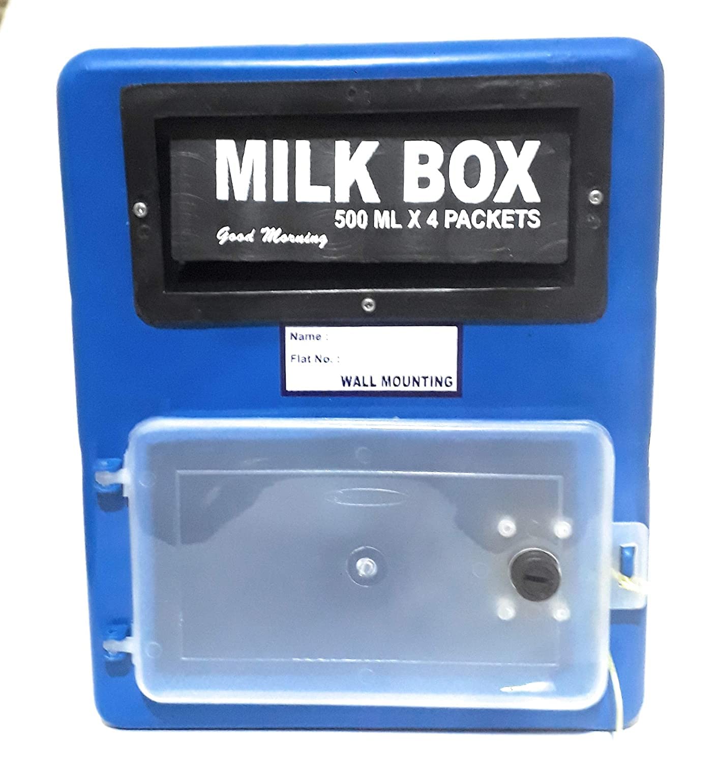 The Game Begins Plastic Wall Mounted Milk Box with Lock, Blue Color, Size - 25cm x 26cm x 11cm - 2 Lts