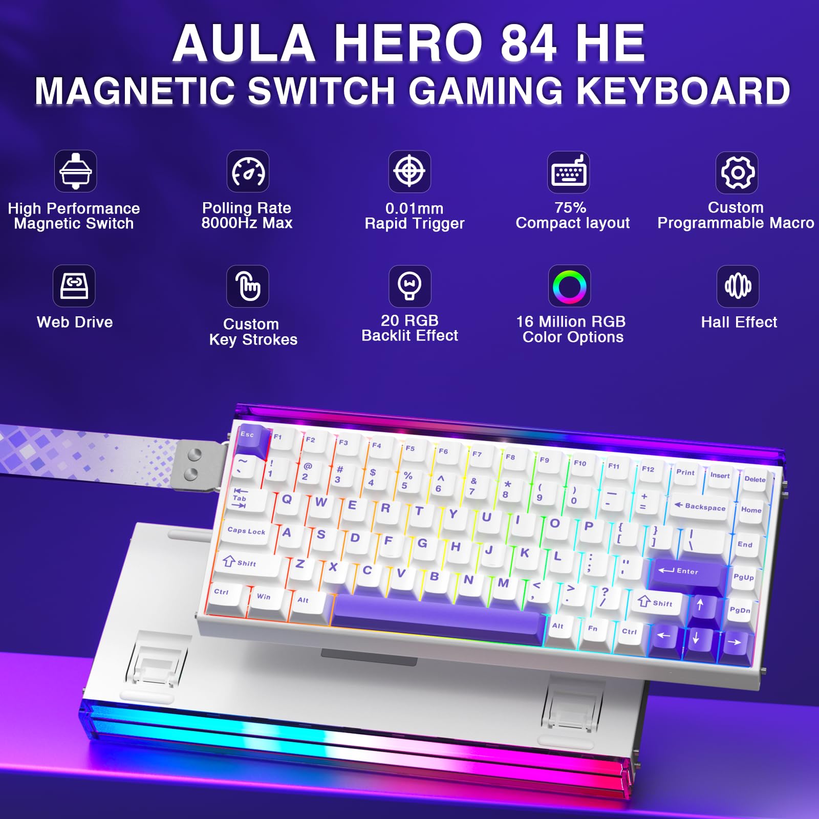 Amazon | Aula Hero 84 HE - 75%メカニカルゲーミングキーボード 有線 Amazon | Aula Hero 84 HE - 75%メカニカルゲーミングキーボード 有線