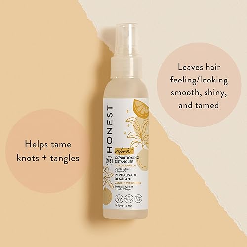Miniatura 2 de The Honest Company - Espray acondicionador desenredante naranja dulce con aroma a vainilla  Acondicionador ligero sin enjuague y espray fortificante