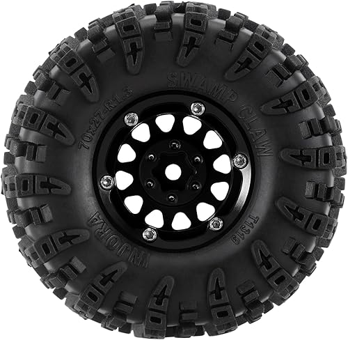 Miniatura 13 de INJORA Juego de neumáticos de rueda de 1.3 pulgadas S5 Swamp Claw Mud Terrain Tire 2.756 * 1.063 in para 1/18 1/24 RC Crawler Car (negro dorado)