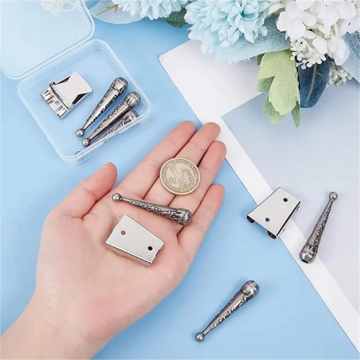 Bolo Tie Making Kit 5 Sets Bolo Tie Findings Tips Replacement End Caps Kit with 6 Pcs Alloy Cord and 3 Iron Slide Clasps