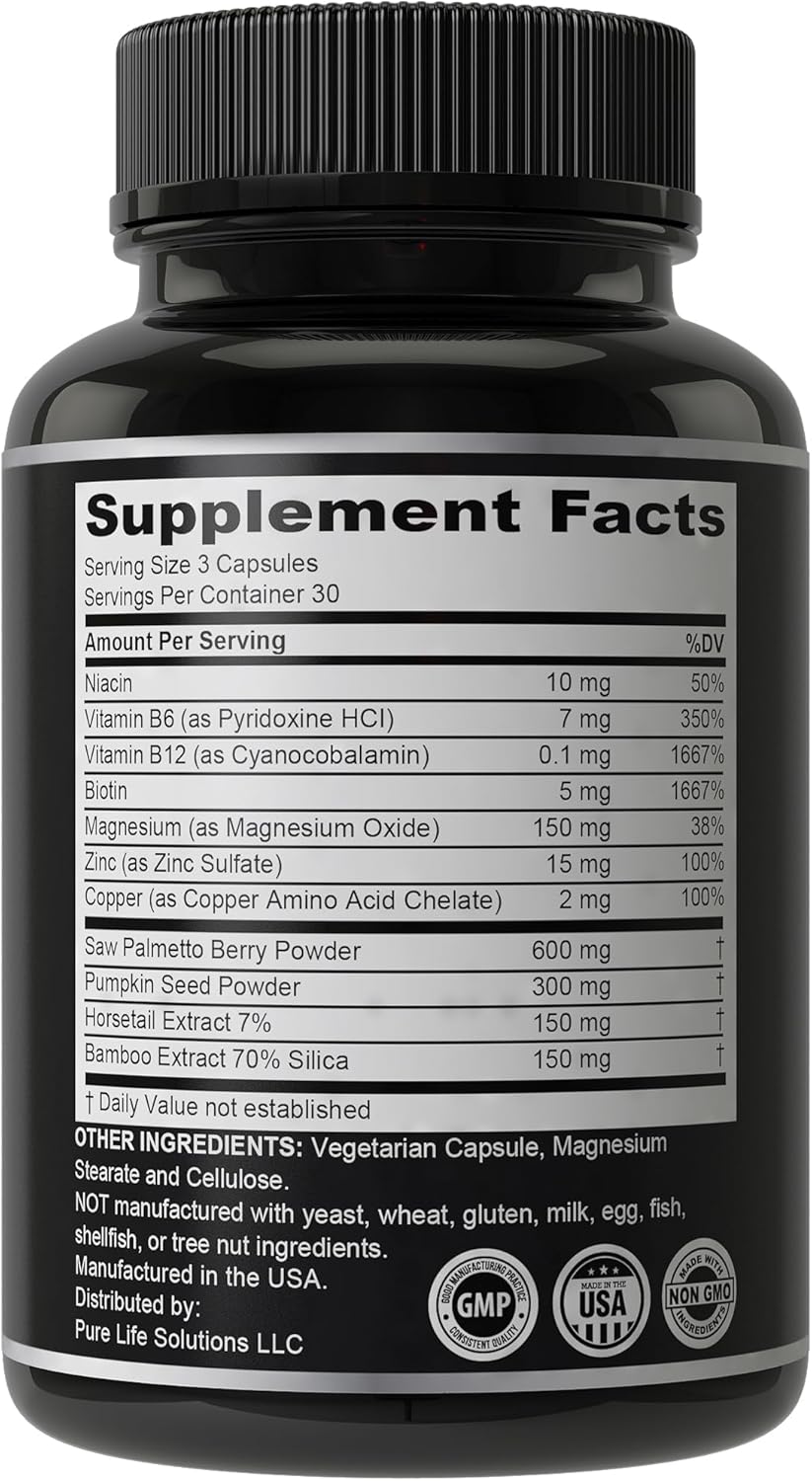 11-in-1 Vegan Hair Growth Vitamins for Thinning & Brittle Hair – Advanced Vitamin Complex with 5000mcg Biotin, Pumpkin Seed, Zinc. Supports Thicker, Healthier-Looking Scalp for Women & Men - Image 7