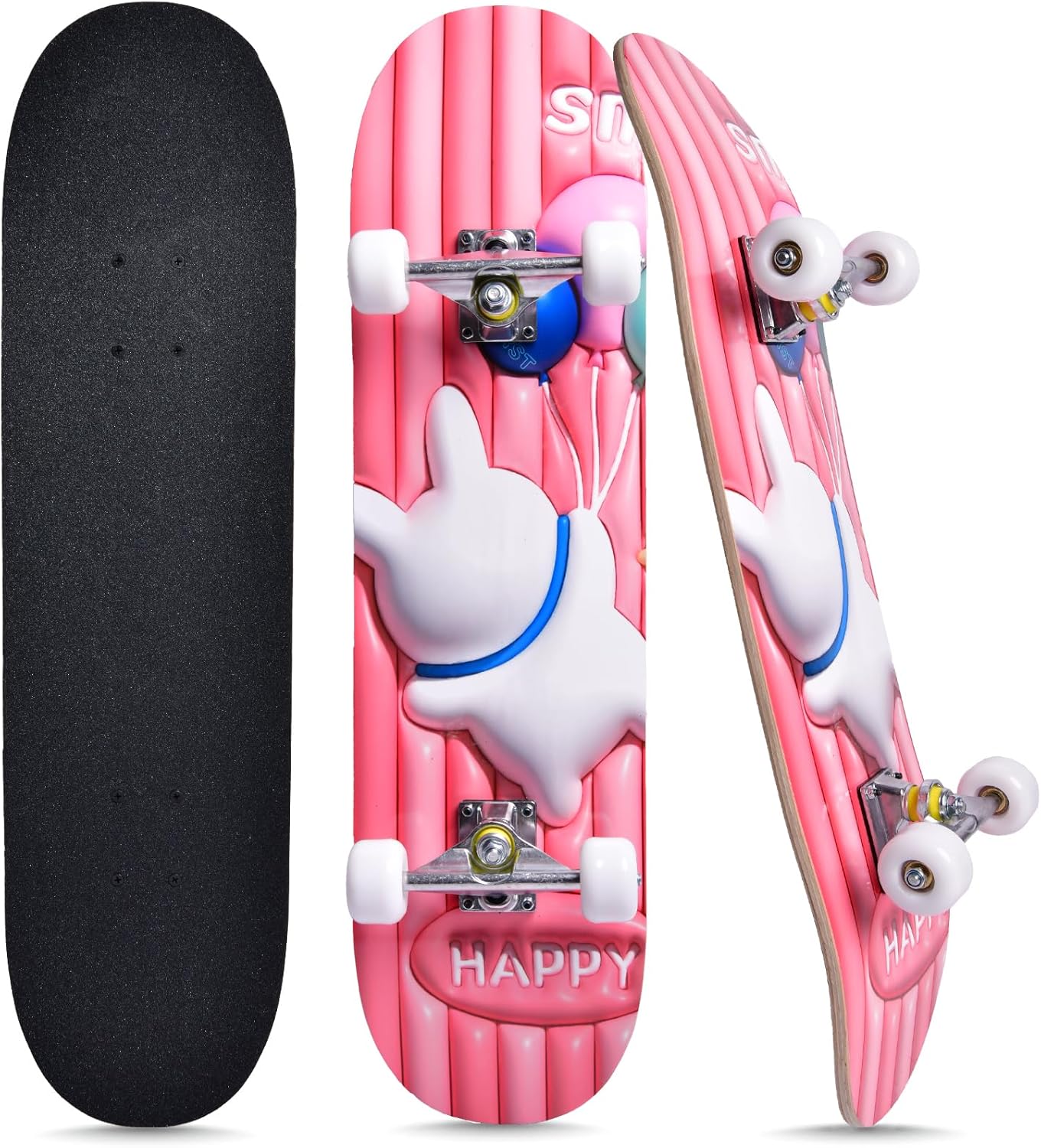 TOUTSEUL 31 Inch Complete Skateboard for Beginners Kids Teens Adults - 7-Layer Maple Double Kick Deck, ABEC-9 Bearings, Unicorn Skull Design