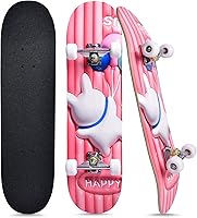 TOUTSEUL 31 Inch Complete Skateboard for Beginners Kids Teens Adults - 7-Layer Maple Double Kick Deck, ABEC-9 Bearings, Unicorn Skull Design