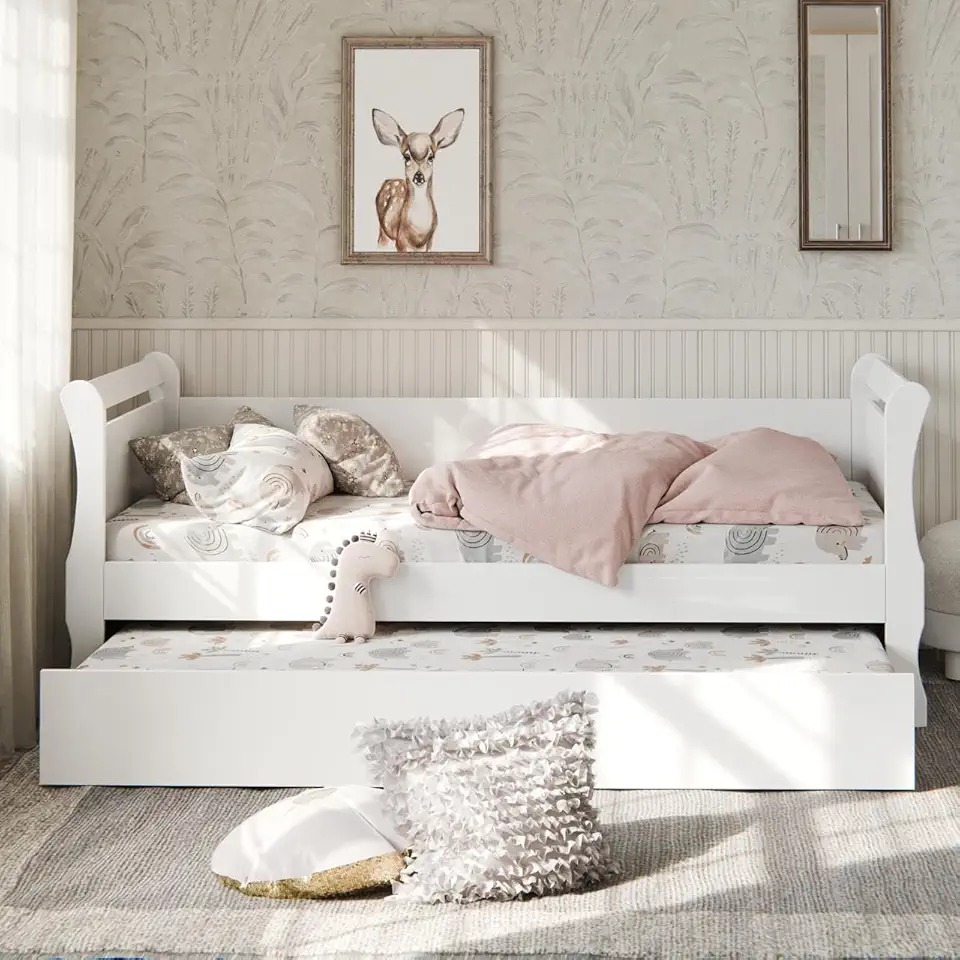 Bicama Solteiro Branca em MDF Resistente Clássica