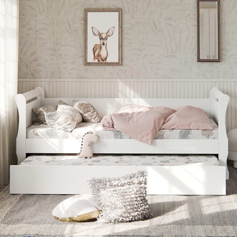 Bicama Solteiro Branca em MDF Resistente Clássica