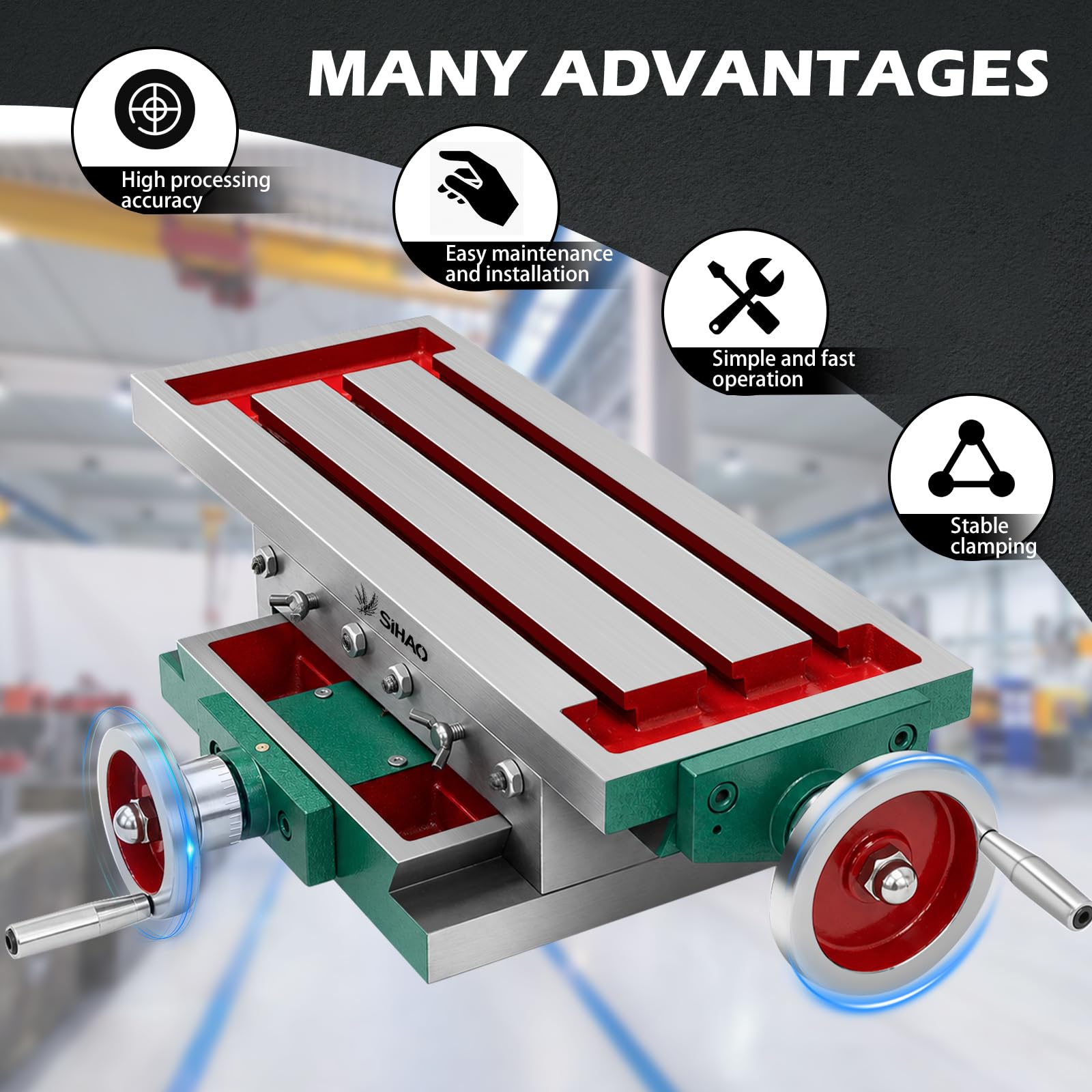 Carro transversal de precisión de 2 ejes de 450 x 170 mm – 4 vías de movimiento (X/Y) banco de fresado para taladros y CNC, dispositivo de posicionamiento de alta resistencia con ruedas manuales y