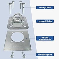 Vista 4 de Kit de Anclajes de Anillo en D Empotrado de Servicio Pesado Donext, Juego de 4, Capacidad de 6,000 lb con Placas de Soporte de Acero para Seguridad